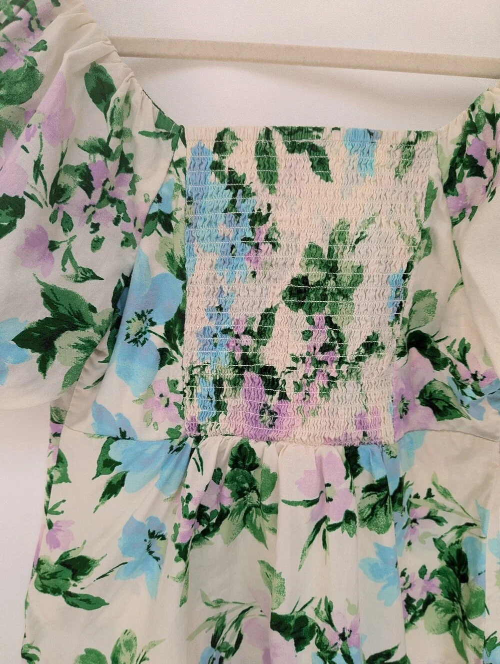 Old Navy Floral Puff Sleeve Baby Doll Blouse Top 100% Cotton Size Small